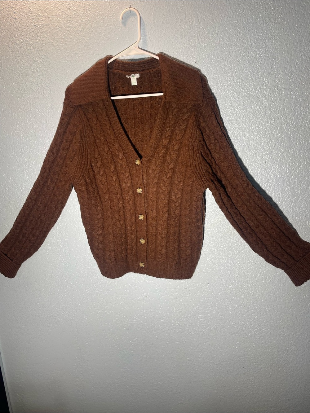 dip Chocolate Brown Cable Knit Cardigan Sweater